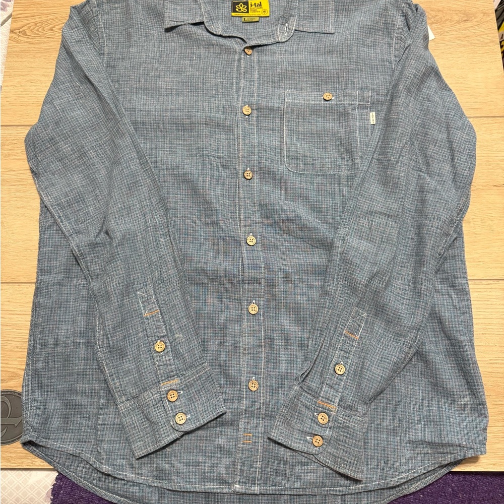 I~tal Eco Friendly Design Men's Casual Button Down Shirt Hemp/Organic Cotton
